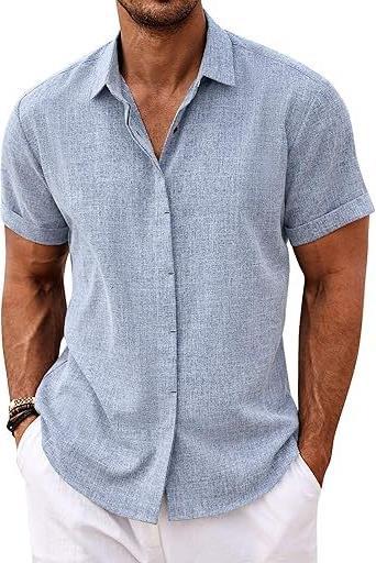 Men's linen shirt short sleeve casual